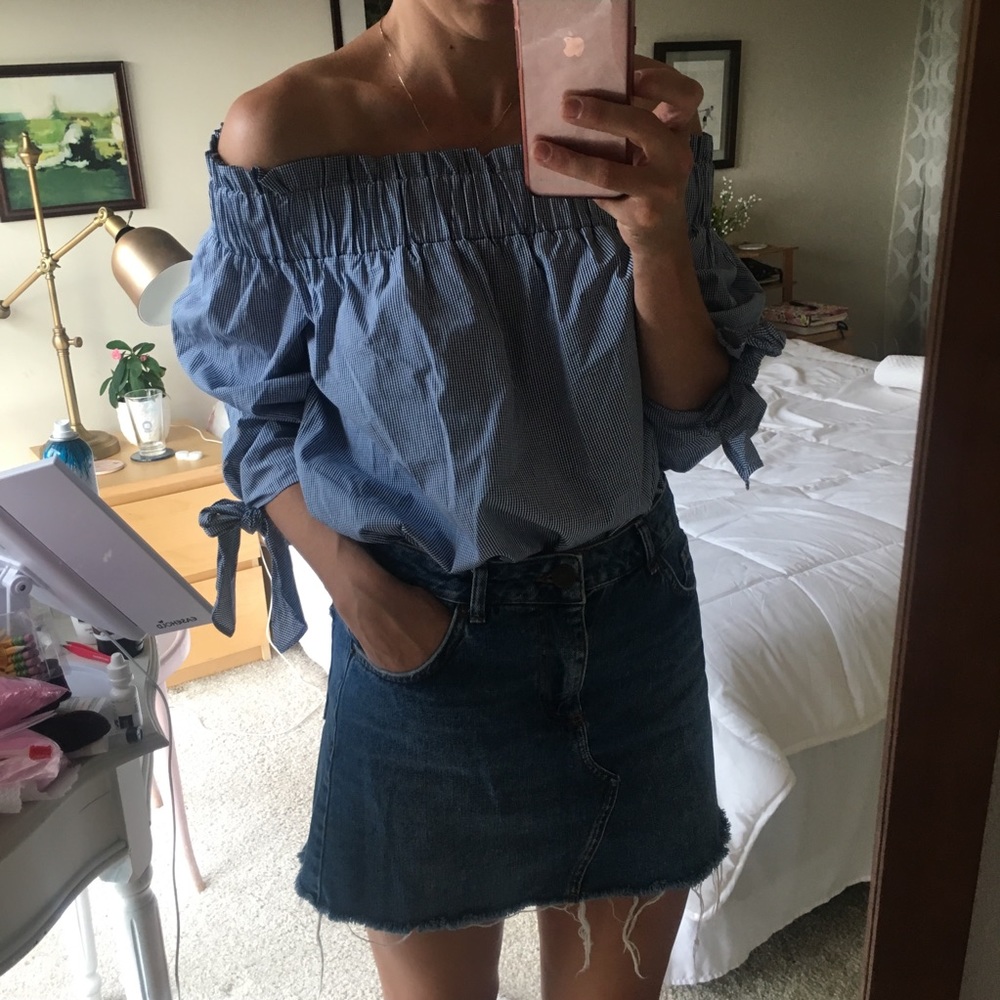 NWT H&M Off The shoulder gingham top